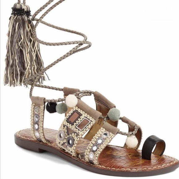 Circus by Sam Edelman Shoes - Sam Edelman Gretchen Boho Tassel Lace-Up Gladiator Sandals Size 9